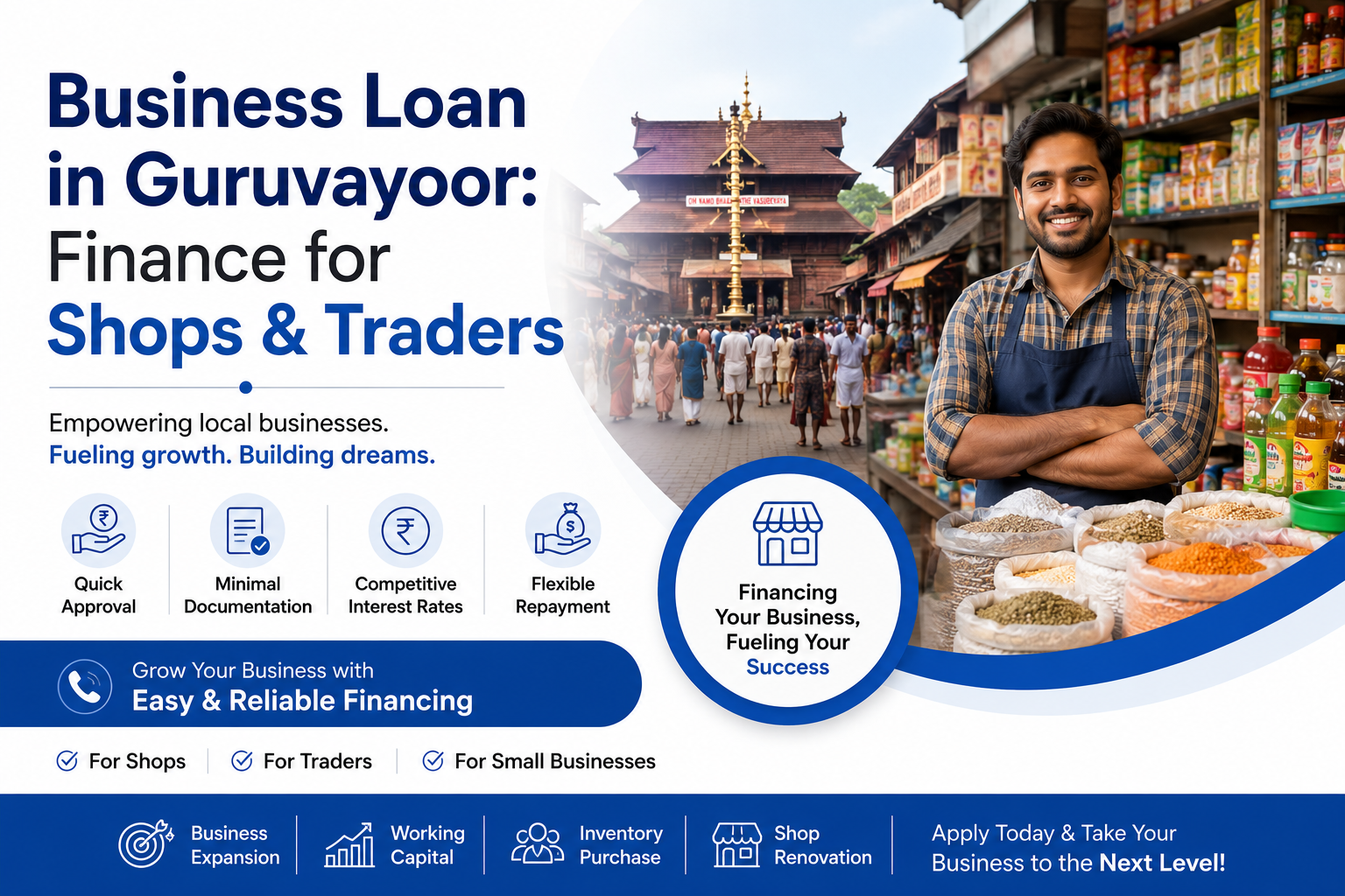 Business loan for shops and traders in Guruvayoor with quick approval and flexible financing