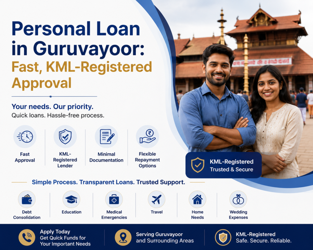 Personal loan in Guruvayoor with fast KML-registered approval and minimal documentation.